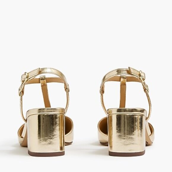 J.Crew Gold Y-Strap Heels 6.5 - Picture 2 of 7